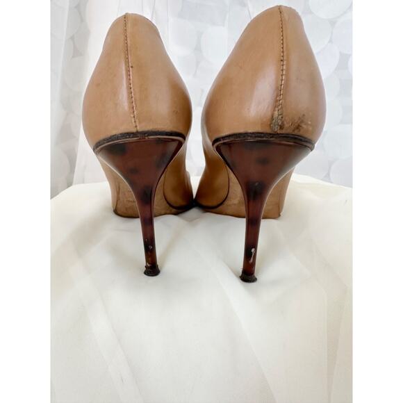 Michael Kors Neutral Nude Beige Leather Pointed toe Heels size 7 Made in Italy - Picture 6 of 11